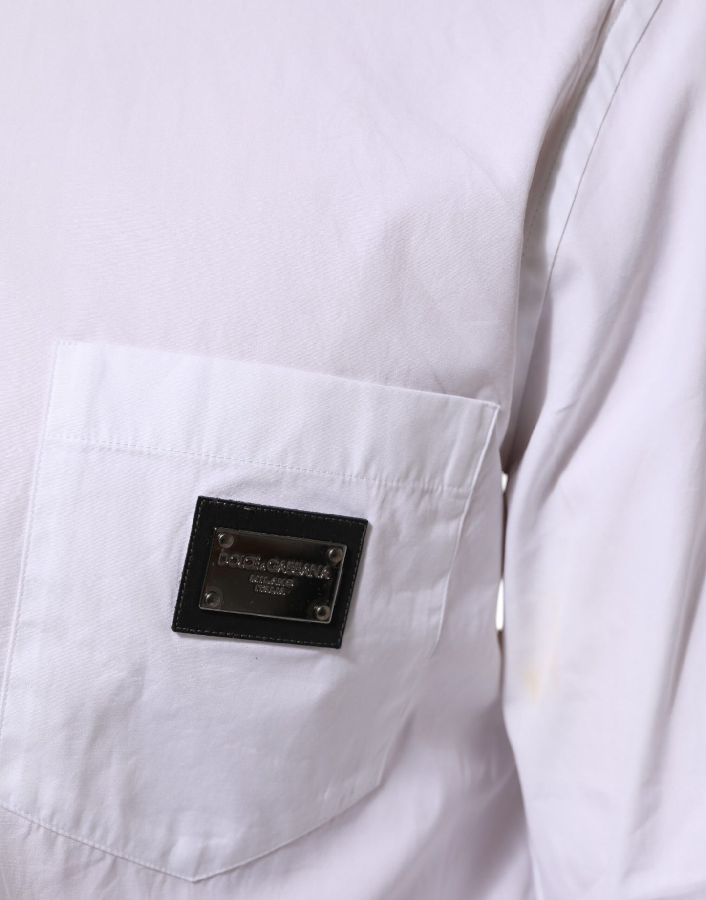 White Logo Plaque Collared Formal Dress  Shirt