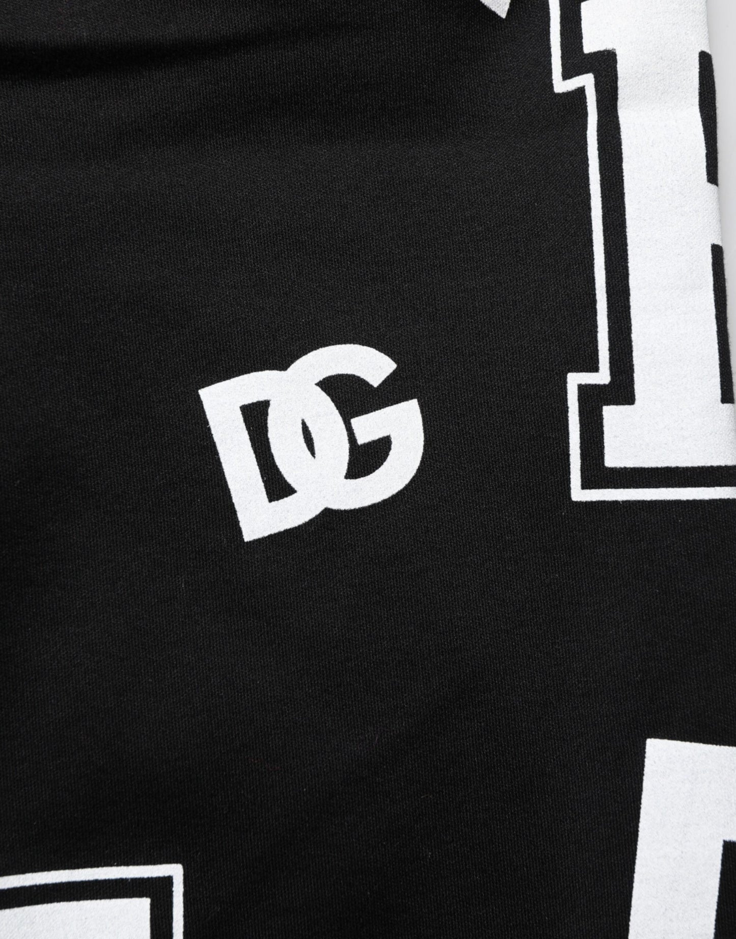 Black Logo Print Cotton Casual Bermuda Short