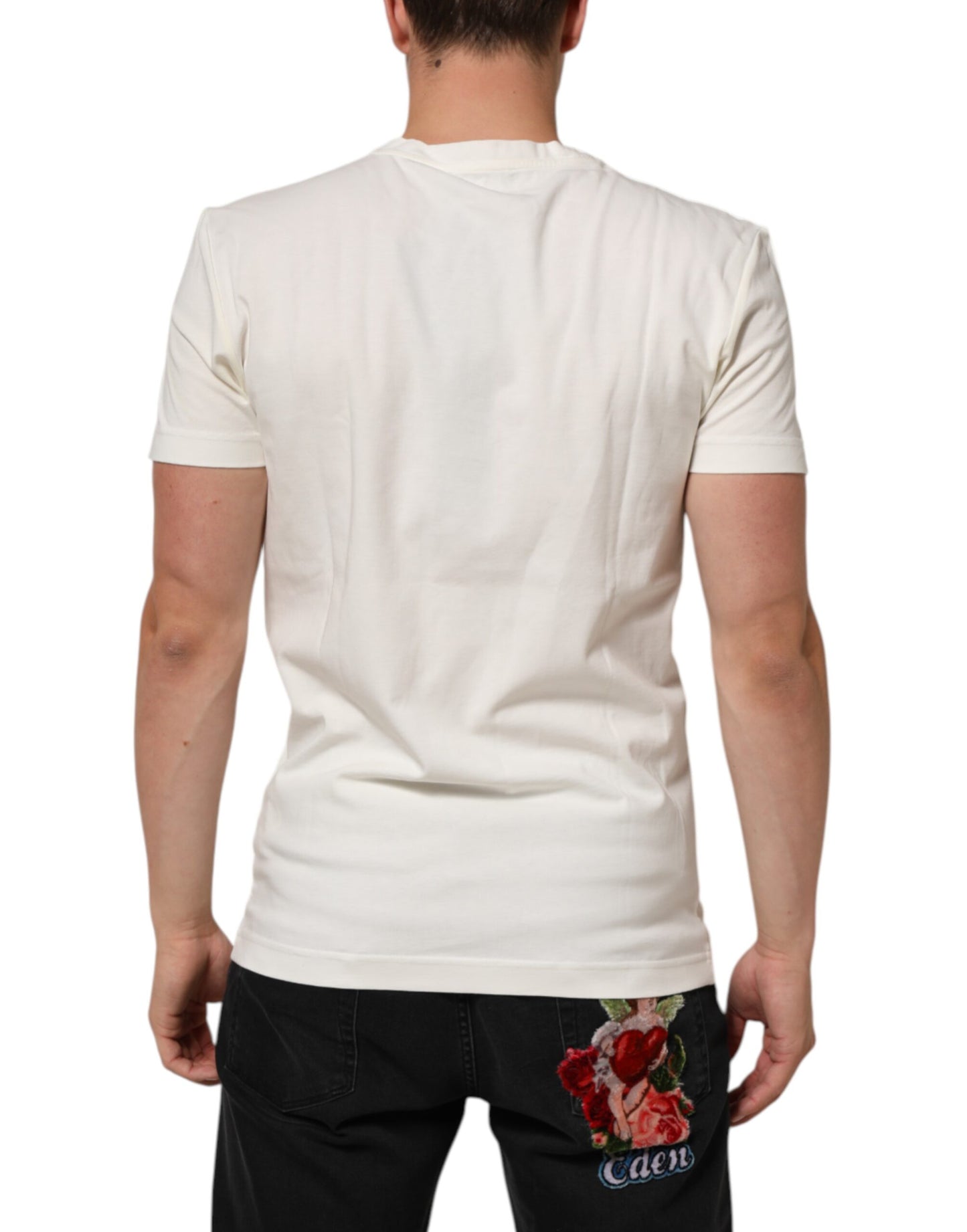 White Cotton Logo Bandana Print Men T-shirt