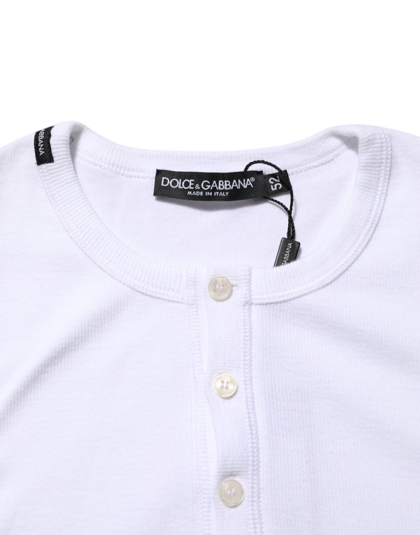 White Long Sleeves Button Closure T-shirt