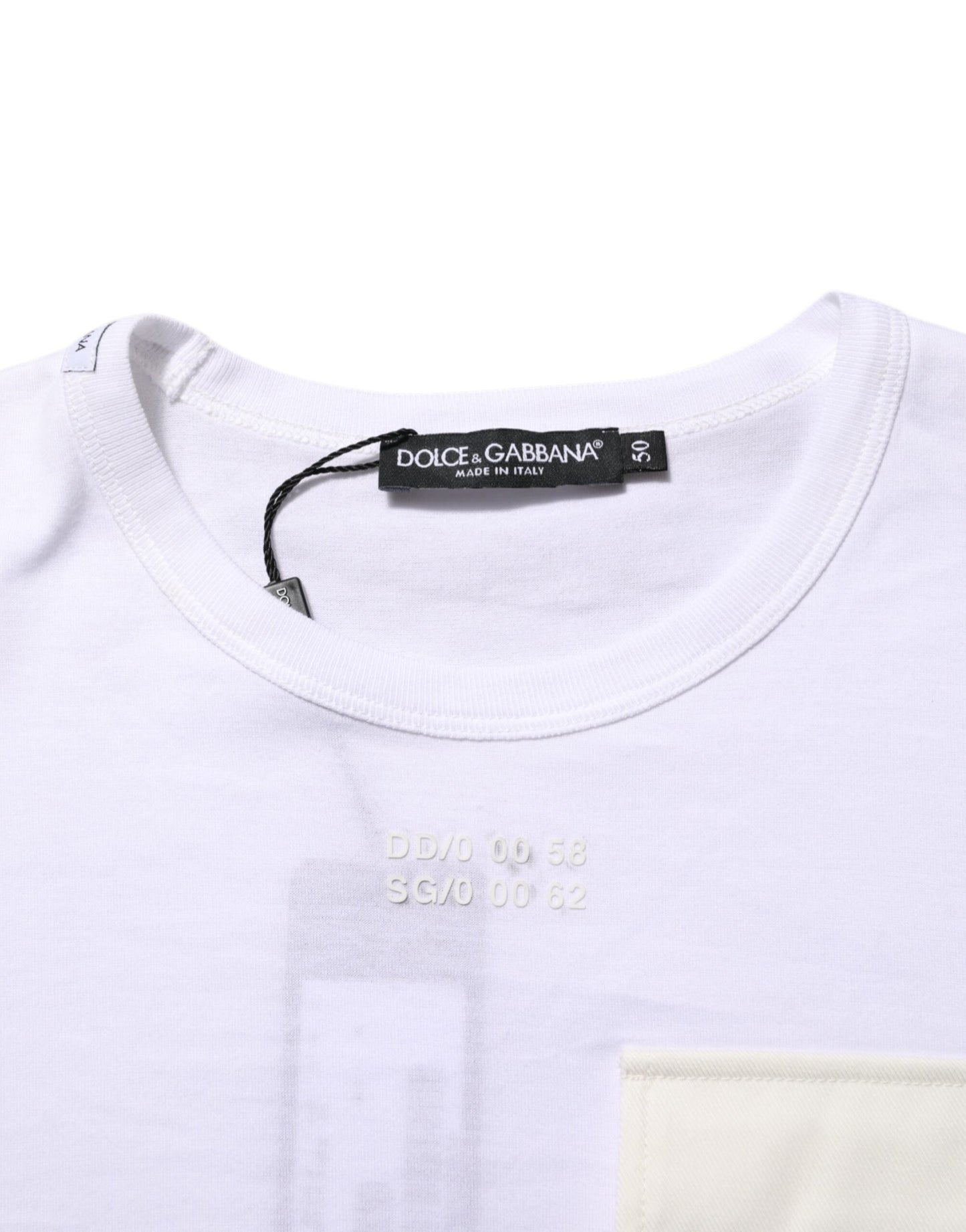White Cotton Pocket Short Sleeves Men T-shirt