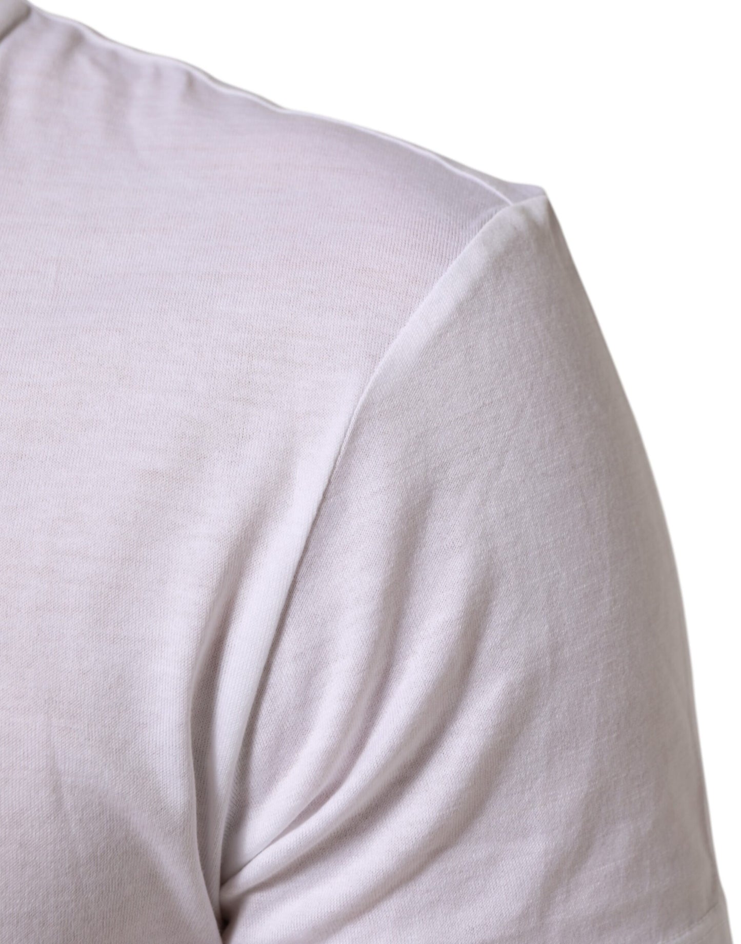 White Logo Print Cotton Men Crew Neck T-shirt