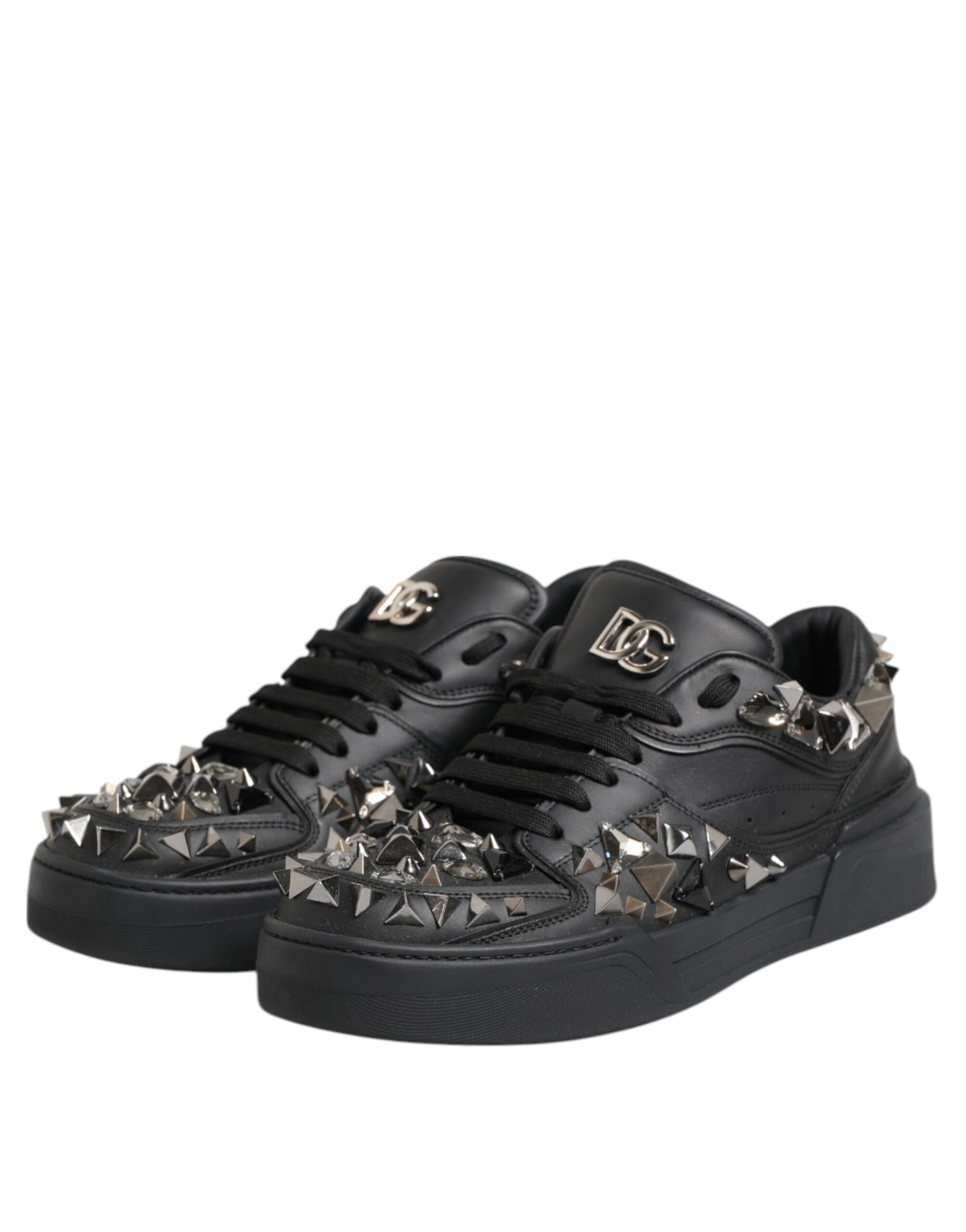 Black Portofino Studded Men Sneakers Shoes