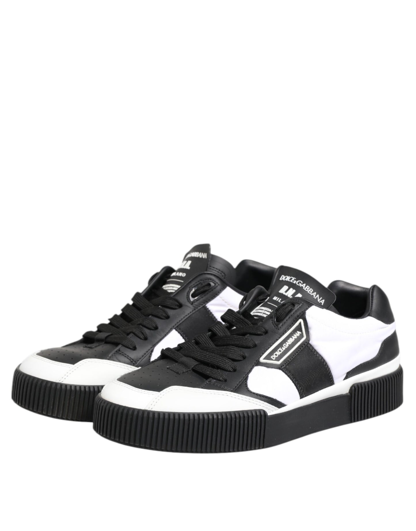 Black White Leather MIAMI Low Top Sneakers Shoes