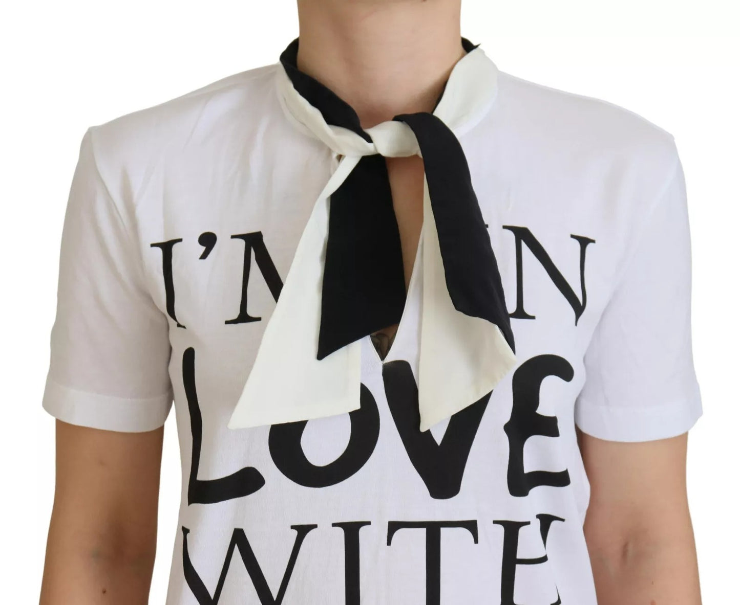 White Cotton LOVE Print Top Blouse T-shirt