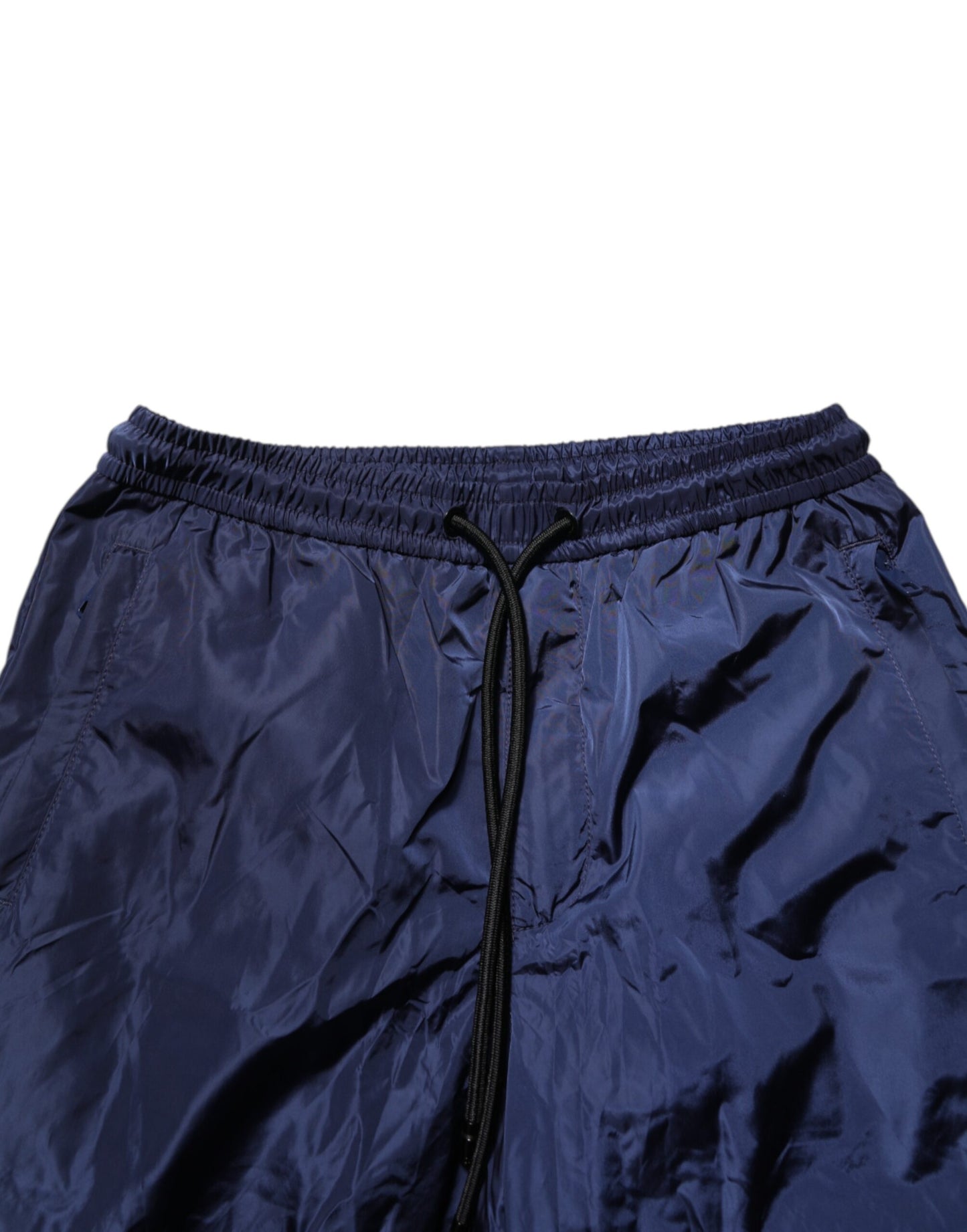 Blue Nylon Straight Jogger Sweatpants Pants