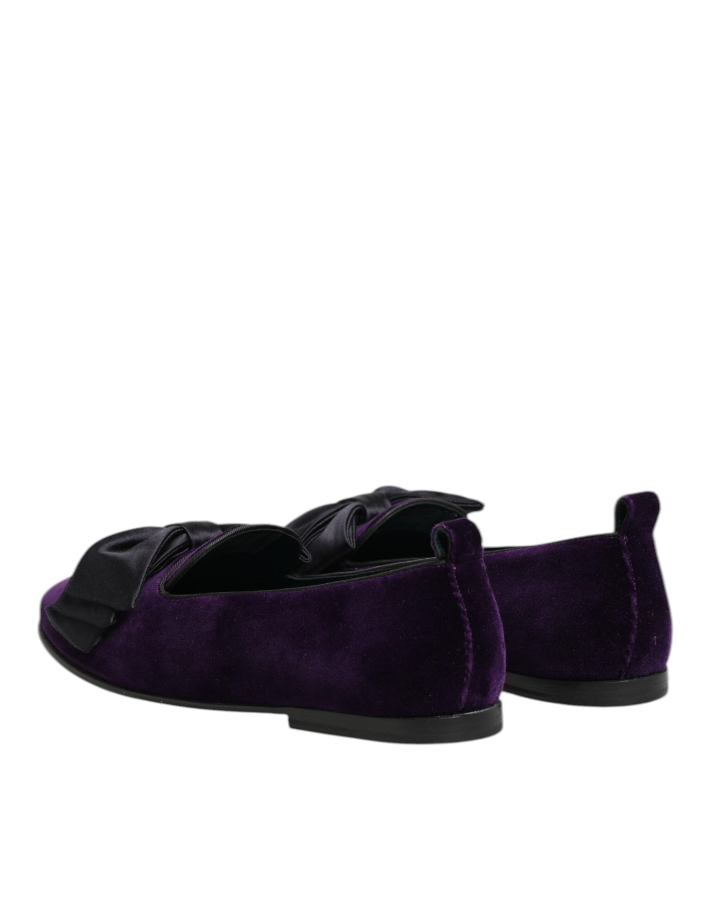 Purple Suede Cotton Bow Slip On Loafers Shoes