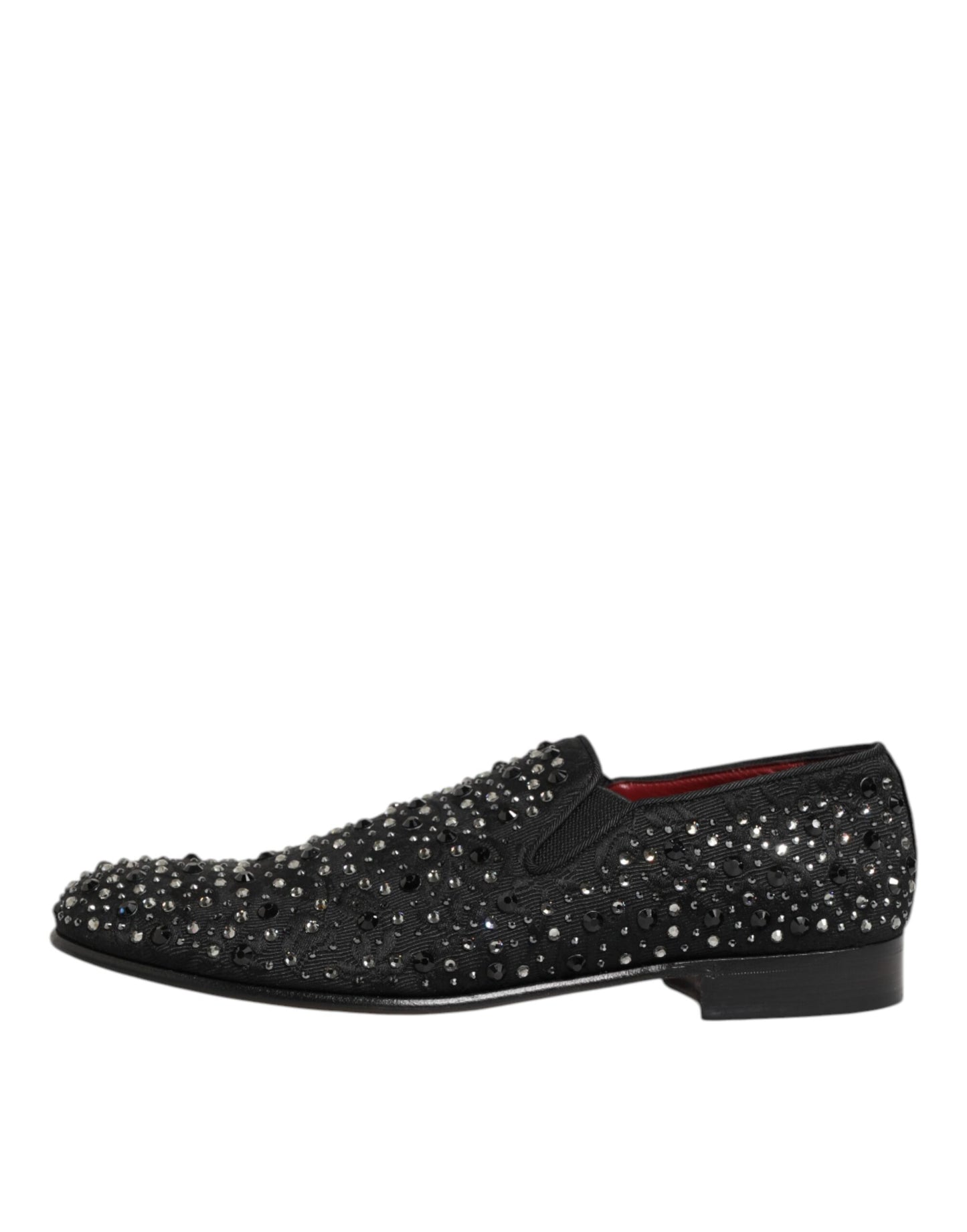 Black Suede Crystal Embellished Loafer Shoes