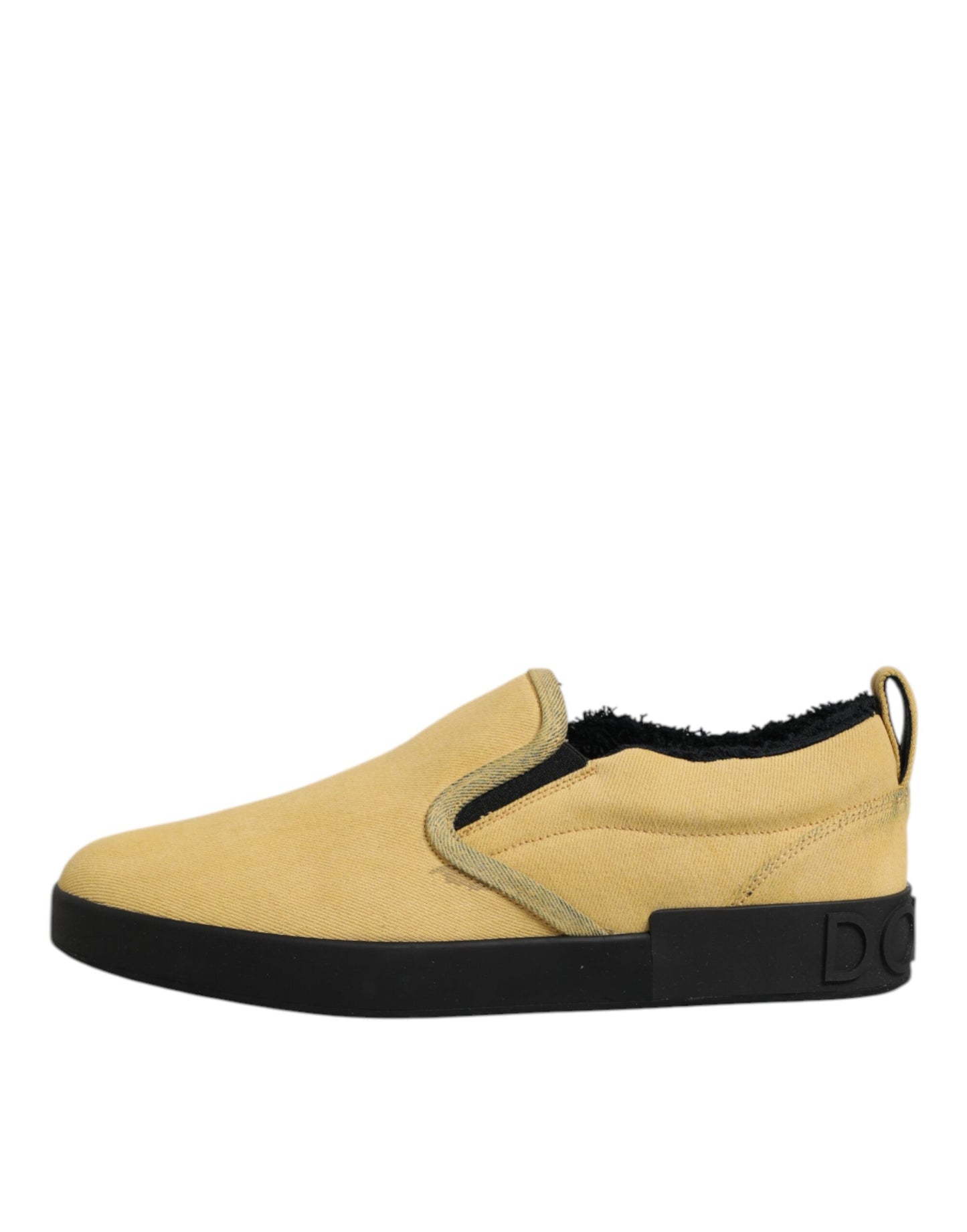Yellow Cotton Low Top Slip On Sneakers Shoes