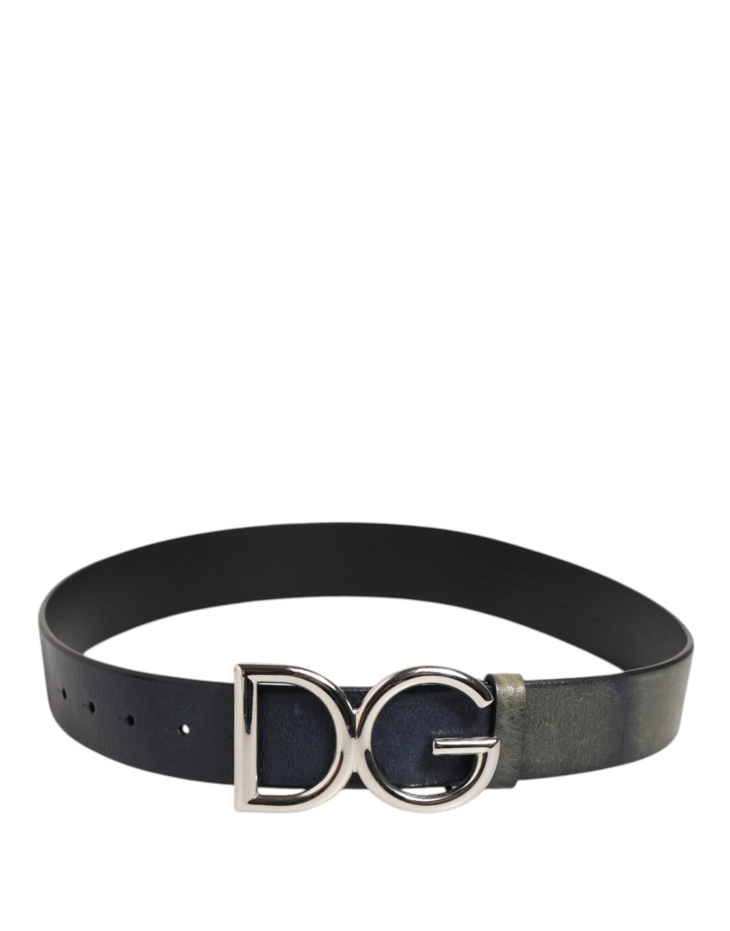 Black Classic Silver Metal DG Logo Buckle Belt