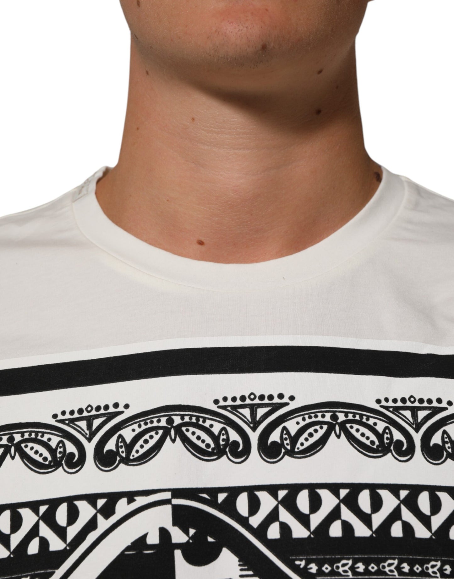 White Cotton Logo Bandana Print Men T-shirt