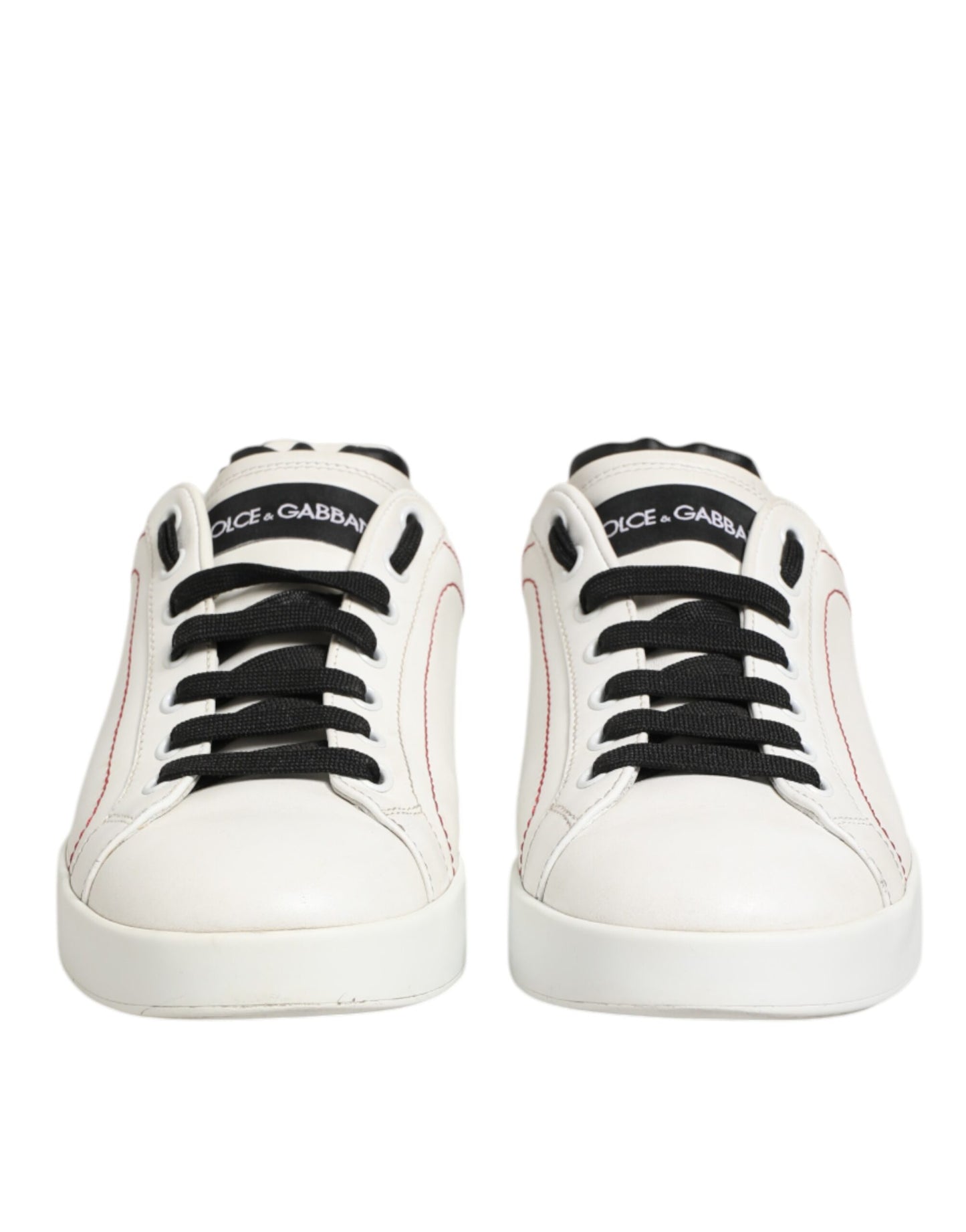 White Black Leather Low Top Sneaker Shoes