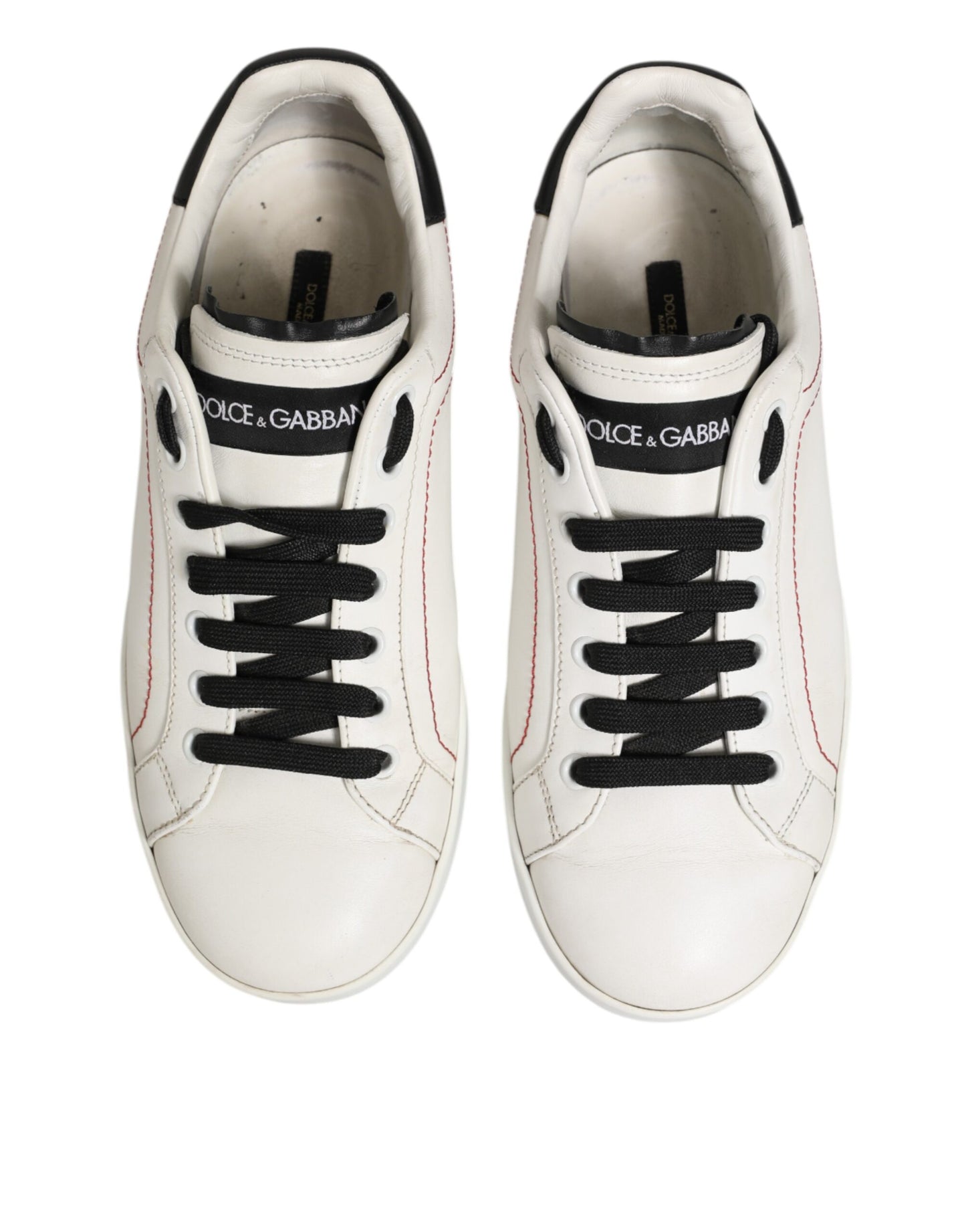 White Black Leather Low Top Sneaker Shoes