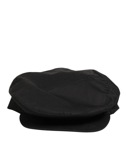 Black Cotton Stretch Newsboy Cloth Capello Hat