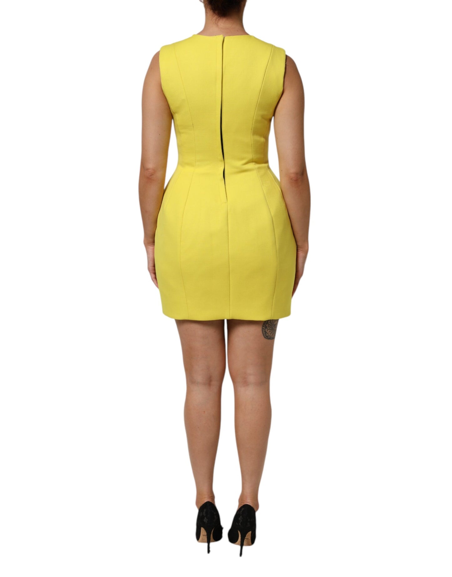 Yellow A-line Sheath Sleeveless Mini Dress
