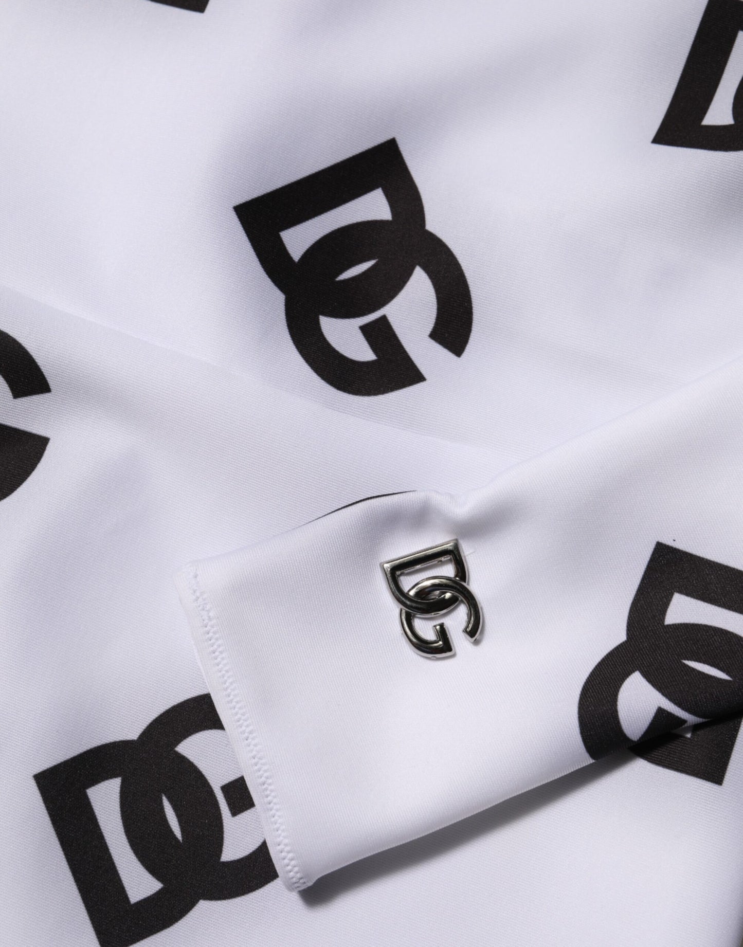 Black White Logo Monogram Long Sleeves Jumpsuit Dress