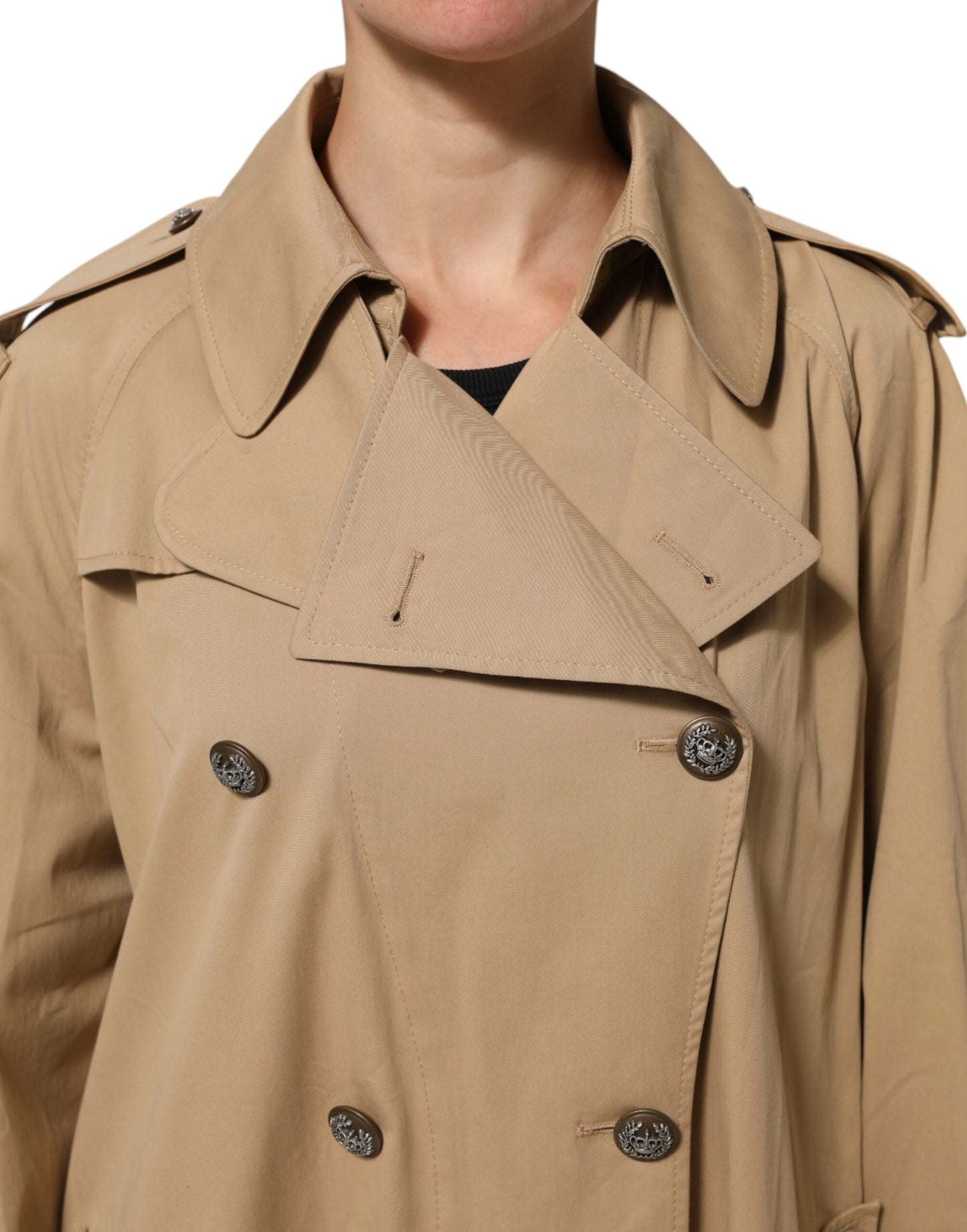 Khaki Double Breasted Trench Coat Jacket