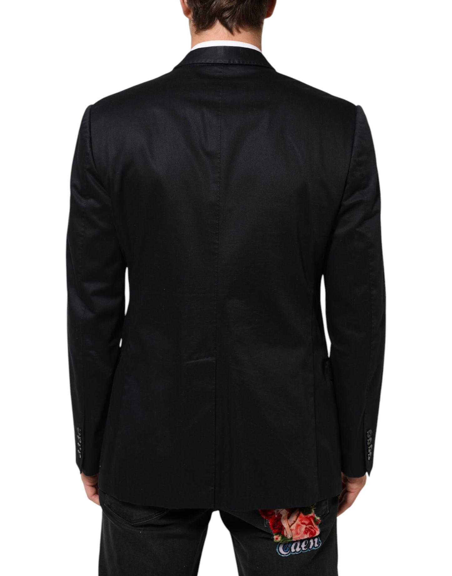 Black Cotton 1 Button Suit Jacket Blazer