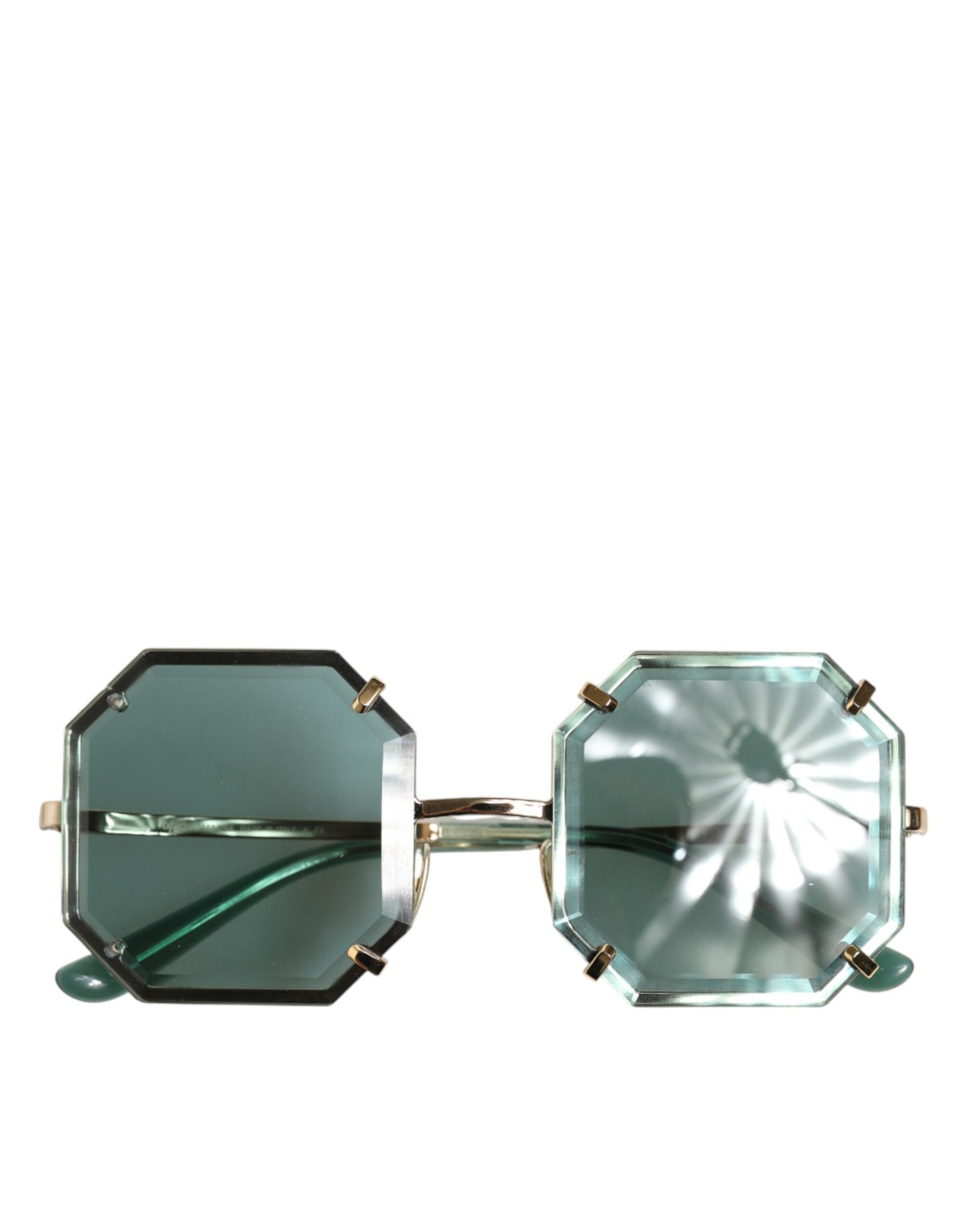DG2216 Gold Square Frame Green Lens Shades Sunglasses