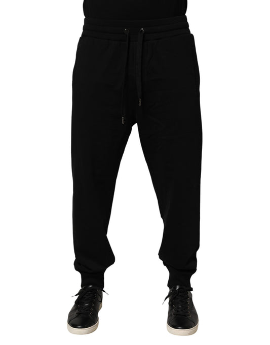 Black DG Logo Cotton Jogger Sweatpants Pants