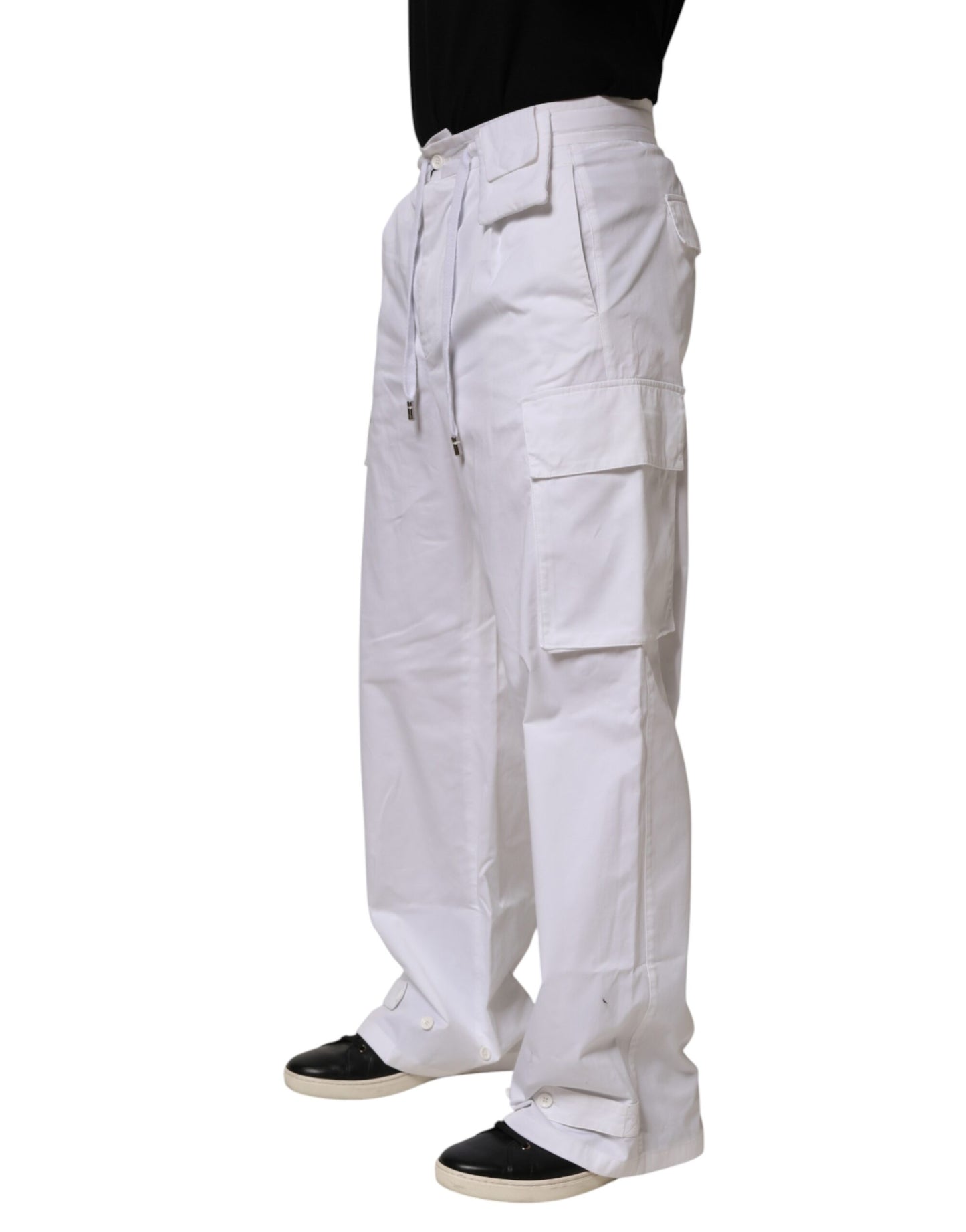 White Linen Straight Cargo Men Trouser Pants