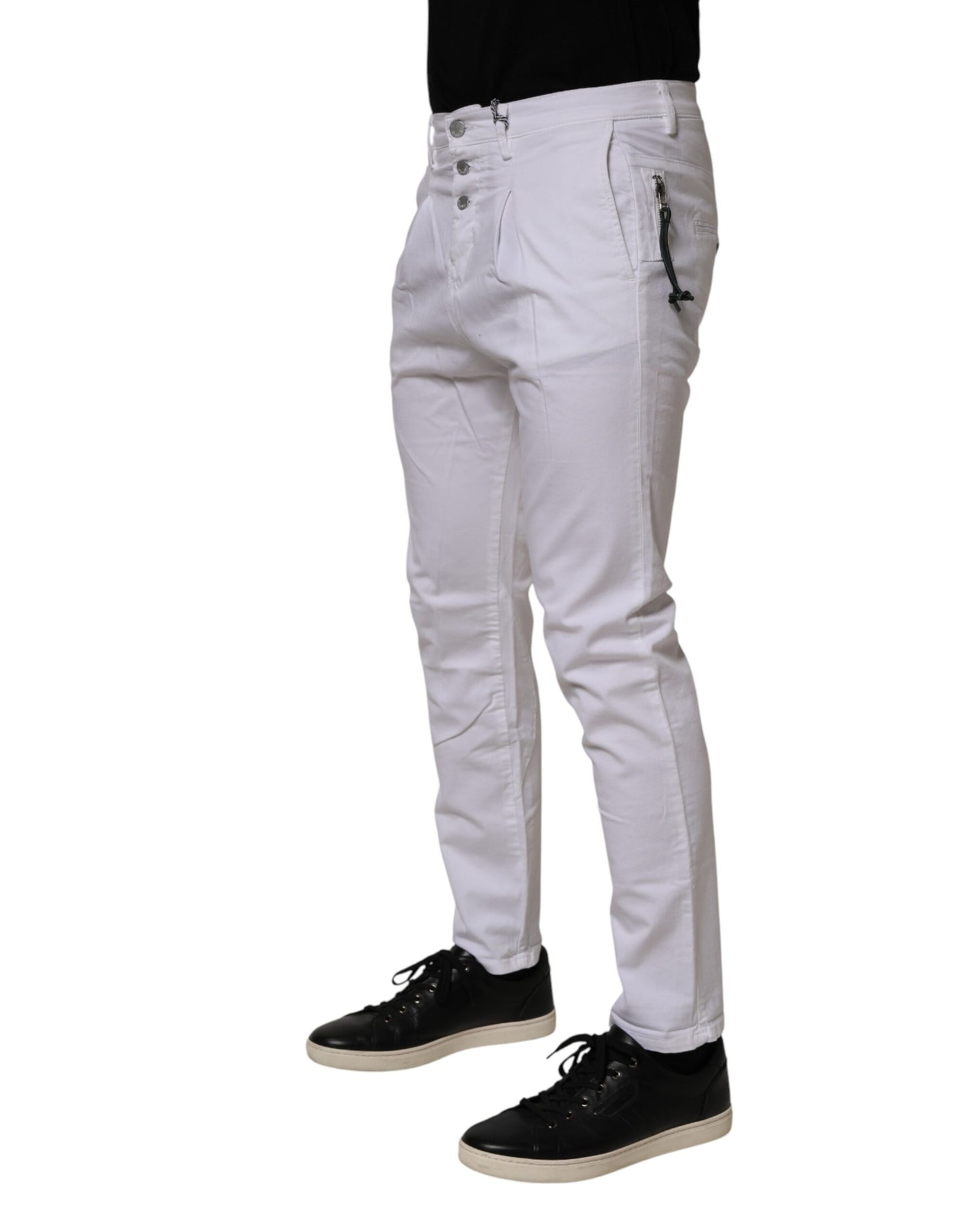 White Cotton Stretch Slim Fit Denim Jeans
