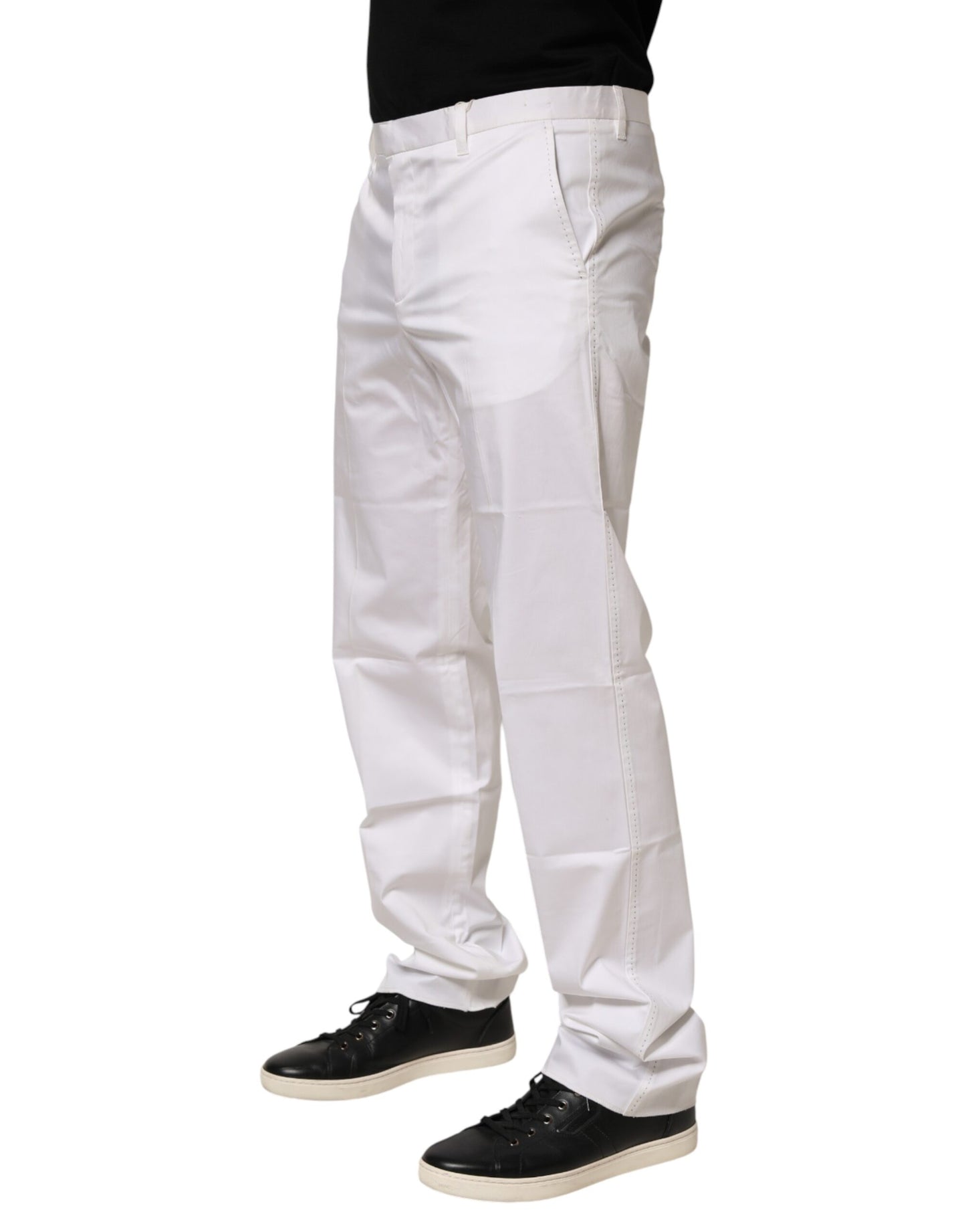 White Cotton Stretch Dress Formal Men Trouser Pants