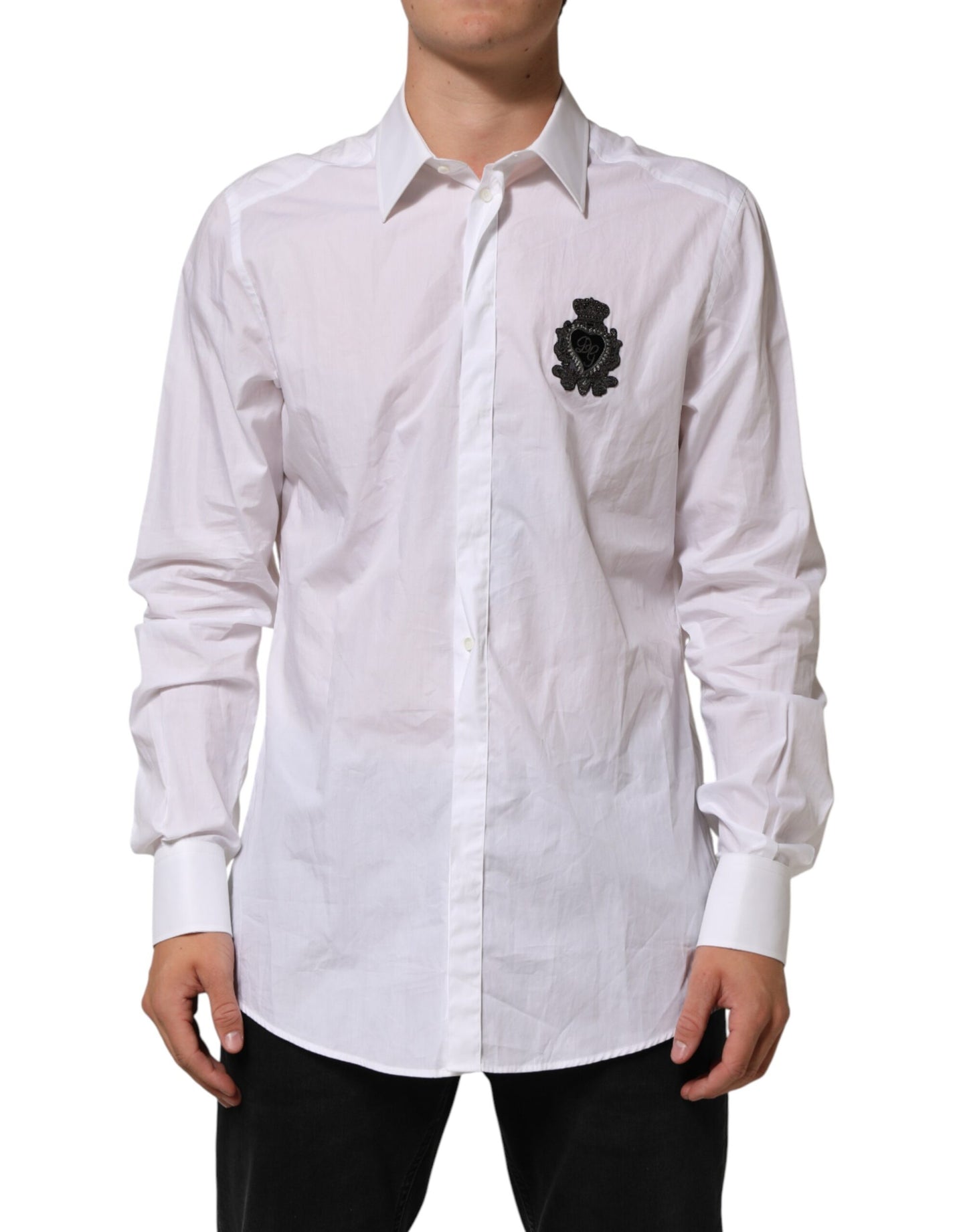 White Cotton MARTINI DG Patch Dress Shirt